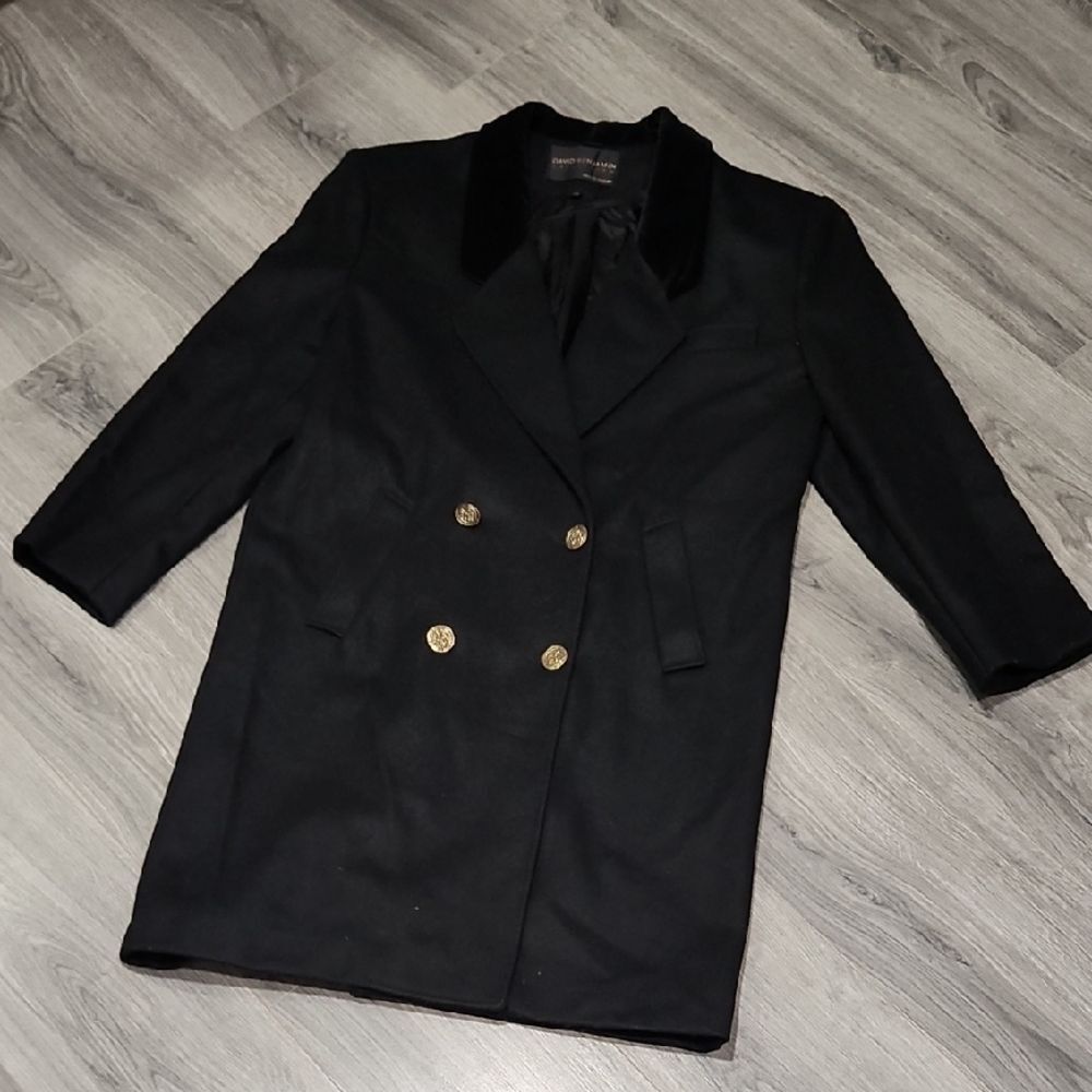 Black David Benjamin Wool & Velvet Vintahe Coat